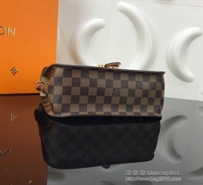 路易威登LV女包 頂級原單 Crossbody手袋 磁扣翻蓋手提包 Damier Ebene 塗層帆布 細粒面皮革 可肩背 斜挎  ydh2656